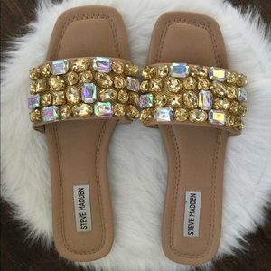 Steve Madden slides with jewels tan size 9